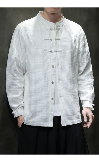 Camisa Retro Tang Chino - Algodón y Lino con Cierre Tradicional para Hombre - Image 20