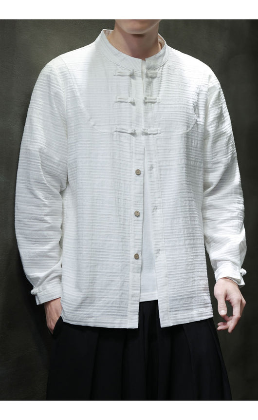 Camisa Retro Tang Chino - Algodón y Lino con Cierre Tradicional para Hombre - Image 20