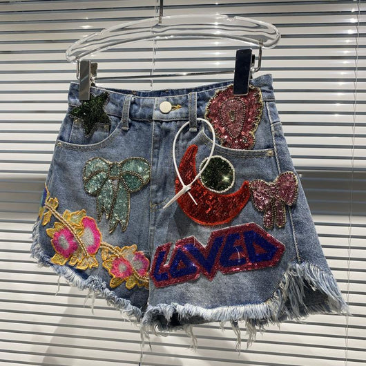 Shorts de Mezclilla con Bordado de Letras y Borde sin Rematar - Image 3