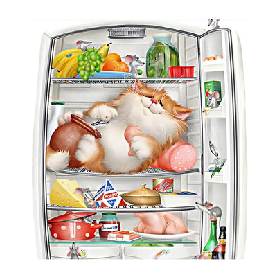 Bordado de Diamantes Gato en el Refrigerador - Image 6