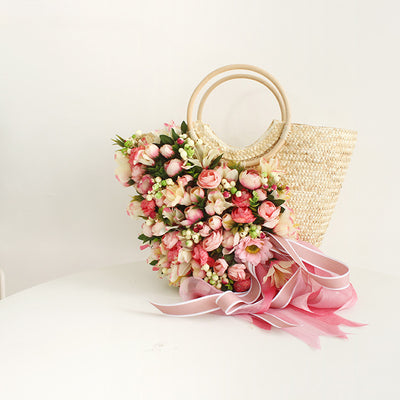 Sombrero de Paja Artesanal con Ala Ancha y Flores para Mujer - Image 36