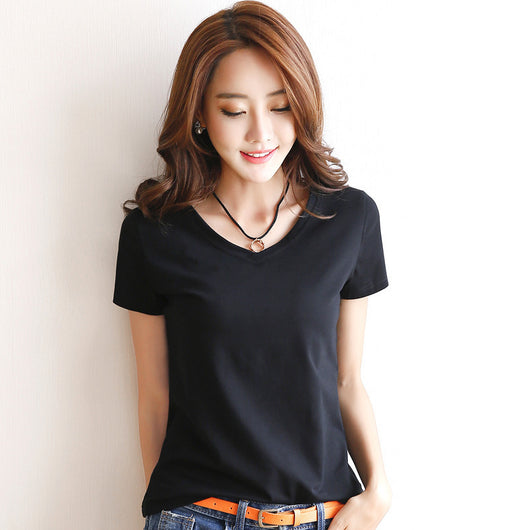 Blusa Camiseta Mujer Verano Cuello Redondo Manga Corta Estilo Coreano