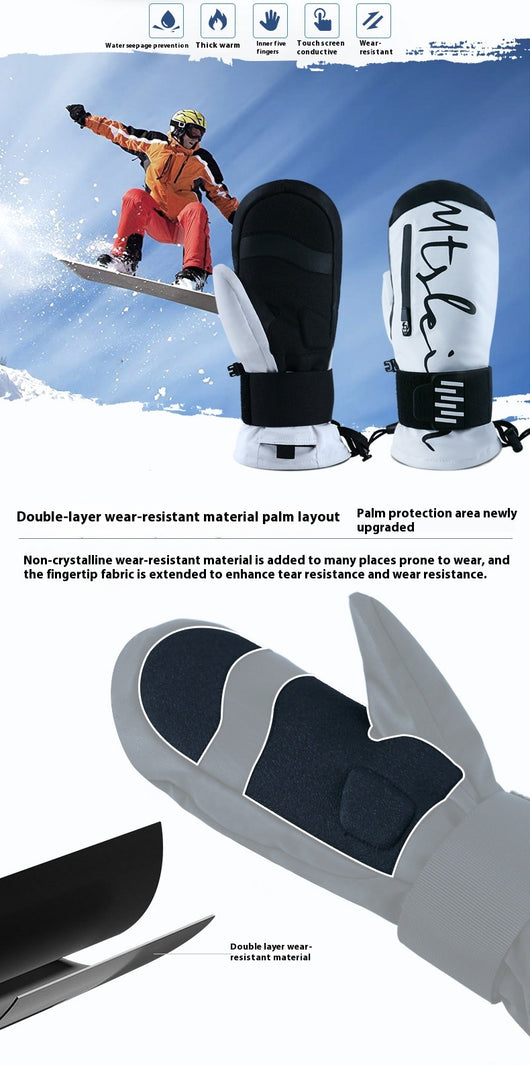 Guantes de Esquí con Banda Muñeca, Absorción de Impactos y Aislamiento Térmico Impermeable - Image 8