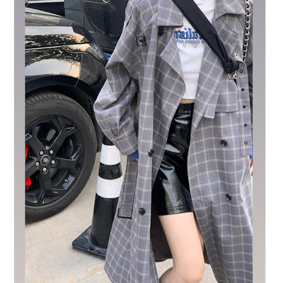 Abrigo Trench Coat Cuadrille Suelto Doble Botonadura para Mujer - Image 7