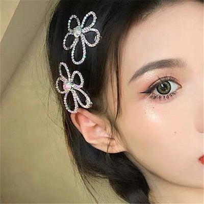 Pasador de Cabello con Flor de Diamantes y Encaje Hueco - Image 7