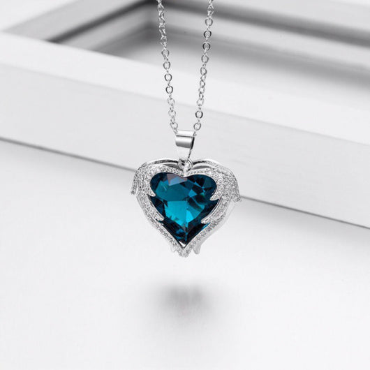 Dije Corazón Océano Zafiro Azul - Collar de Moda Elegante - Image 10