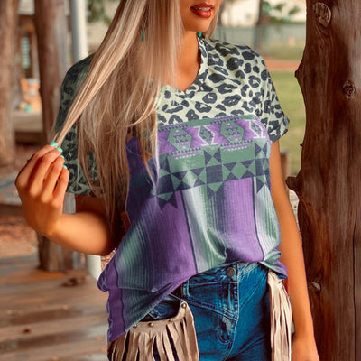 Camiseta Estampado Leopardo Manga Corta para Mujer - Image 3