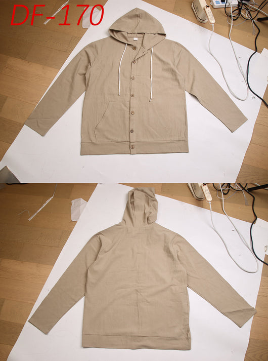 Camisa de Lino Holgada para Hombre - Minimalista de Manga Larga - Image 17