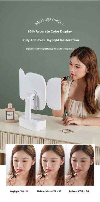 Espejo de Maquillaje LED de Escritorio Plegable con Luz Integrada - Image 9