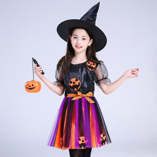 Disfraz de Bruja Infantil Completo - Falda, Sombrero y Accesorios Halloween