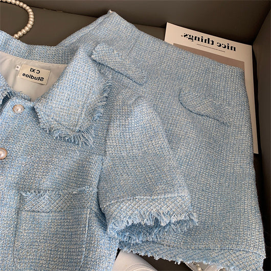 Conjunto de Falda y Chaqueta Tweed Ajustada - Set de 2 Piezas Cintura Alta - Image 10