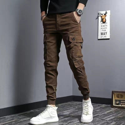 Pantalones de Trabajo Slim Fit Café con Elástico para Hombre - Image 2