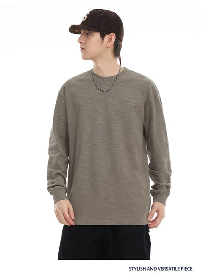 Camiseta de Algodón Pima con Bordado Minimalista - Manga Larga Cuello Redondo - Image 14