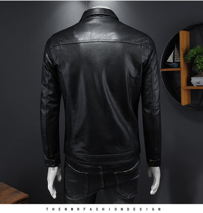 Chaqueta de Cuero PU para Motociclista con Solapa - Estilo Masculino - Image 14