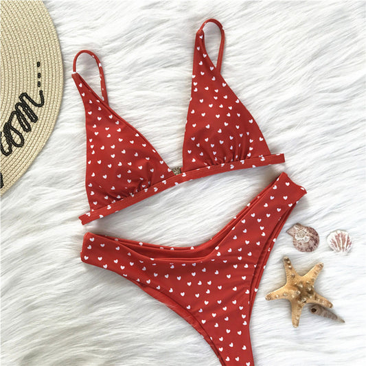 Traje de Baño Retro Estampado con Amor - Bikini Sexy y Moderno