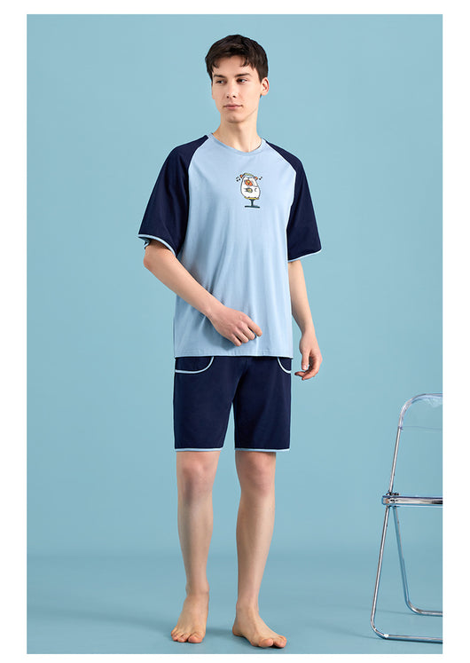 Pijama Hombre Estilo Colorblock con Estampado Cartoon - Image 8