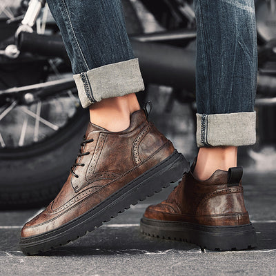 Zapatos de Cuero Premium Estilo Británico para Hombre - Botines Altos Versátiles - Image 17
