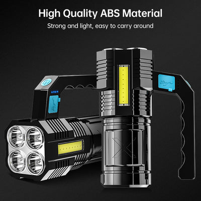 Linterna LED Recargable de 4 Núcleos Ultra Potente - Alcance Extremo - Image 13
