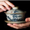 Tazón Vintage Sancai con Tapa - Porcelana Azul y Blanco Pintada a Mano
