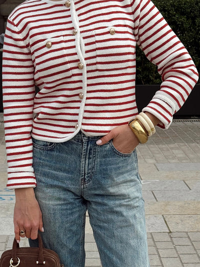 Camisa Casual a Rayas con Botones - Estilo Europeo y Americano - Image 11