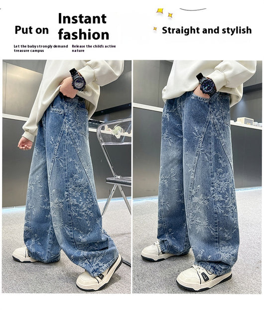 Pantalones Jeans Sueltos Estilo Pu Shuai para Niños - Diseño Trendy y Cómodo - Image 14