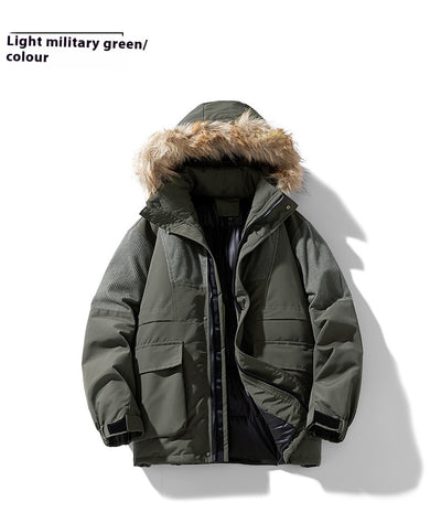 Abrigo Grueso para Hombre con Cuello de Piel - Otoño e Invierno - Image 15