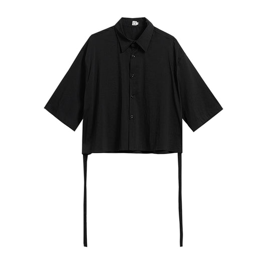 Camisa Suelta Cuello Cuadrado Manga Corta para Hombre - Image 9