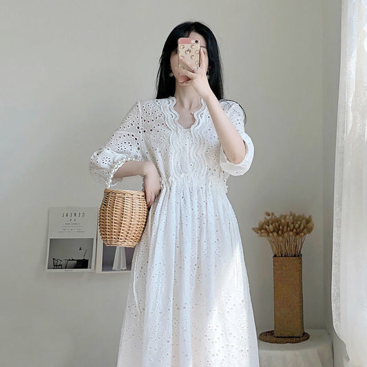 Vestido Elegante Slim con Encaje Bordado para Mujer