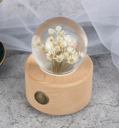 Caja de Música con Flores Preservadas y Bola de Cristal - Image 4