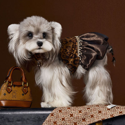 Vestido Otoñal Estampado Leopardo para Perros