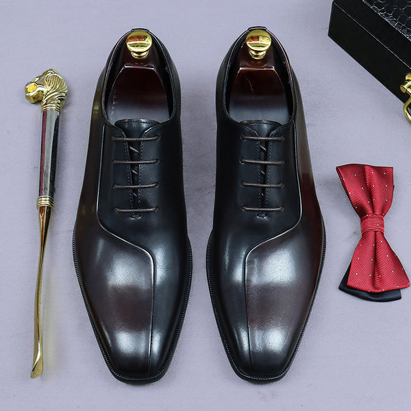 Zapatos Formales de Cuero para Hombre Estilo Británico con Diseño Bicolor