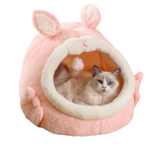 Cama Gatito Cerrada Rosa Conejo Gritón - Casa para Gatos Otoño Invierno - Image 5