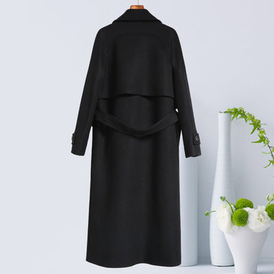Abrigo Largo de Lana para Mujer Negro Elegante y Cálido - Image 5