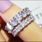 Full Diamond Square Diamond Zircon Ring Ladies Peach Heart OvaldiamondandSquarezir conium Tamaño 10