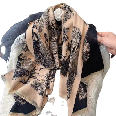 Bufanda Doble Cara Estampado Selva Tropical - Cálida y Versátil para Mujer - Image 5