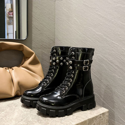 Botas Martin Plataforma con Punta Redonda y Hebilla - Image 9