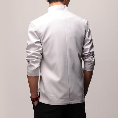 Chaqueta Camisa Casual Retro con Cuello de Pie para Hombre - Image 10