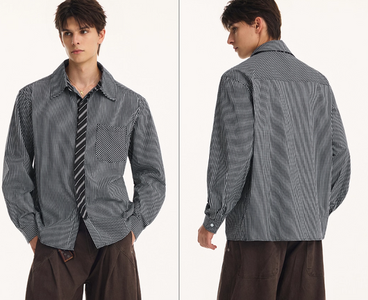 Camisa Manga Larga Falso Dos Piezas para Hombre Otoño Premium - Image 3