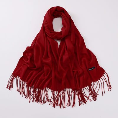 Bufanda Larga de Cashmira Suave - Color Liso para Otoño e Invierno - Image 12