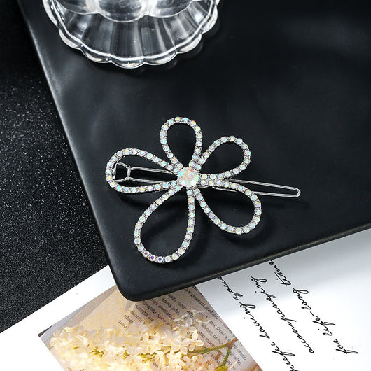 Pasador de Cabello con Flor de Diamantes y Encaje Hueco - Image 8