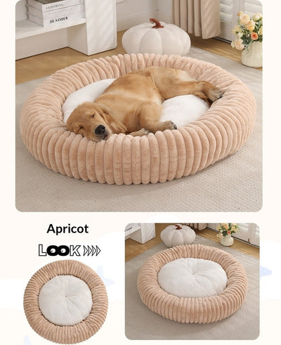 Cama Acolchada Redonda para Mascotas con Diseño de Rayas - Image 25