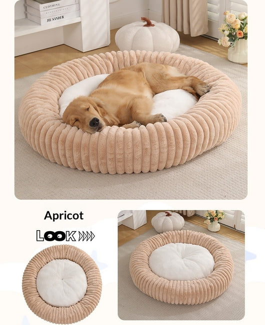 Cama Acolchada Redonda para Mascotas con Diseño de Rayas - Image 25