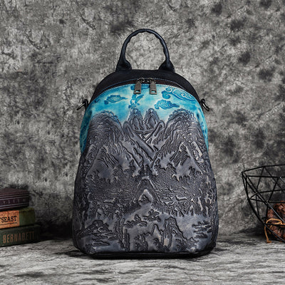 Mochila de Cuero Curtido al Vegetal con Grabado Vintage en Piel de Res - Image 4