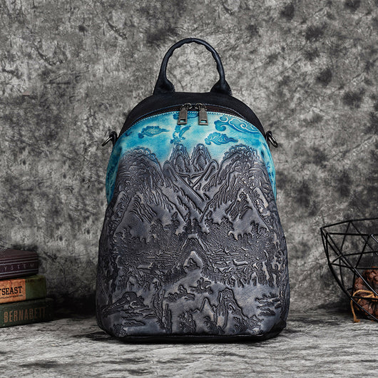 Mochila de Cuero Curtido al Vegetal con Grabado Vintage en Piel de Res - Image 4