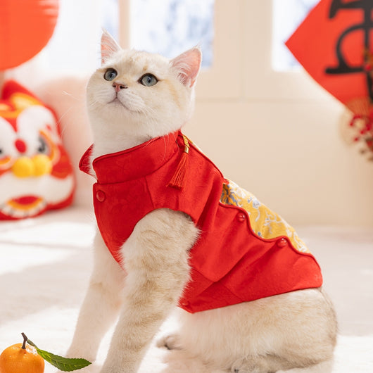 Chaleco Tang Tradicional con Estampado de Flor de Cerezo para Mascotas Pequeñas - Abrigo Cálido para Otoño e Invierno - Image 26