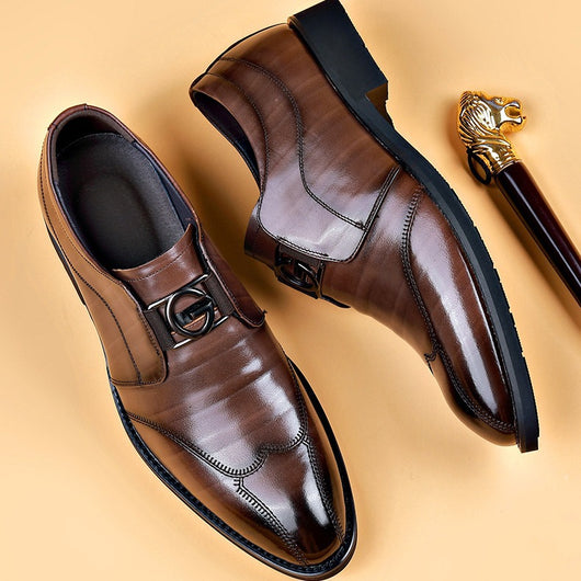 Zapatos de Cuero Elegantes con Bordado - Slip-on Puntiagudo para Hombre - Image 2