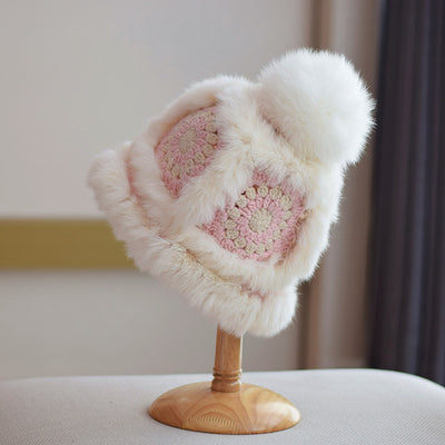 Gorro Cálido de Invierno con Pelaje de Zorro y Conejo - Diseño Tigre Tejido - Image 7