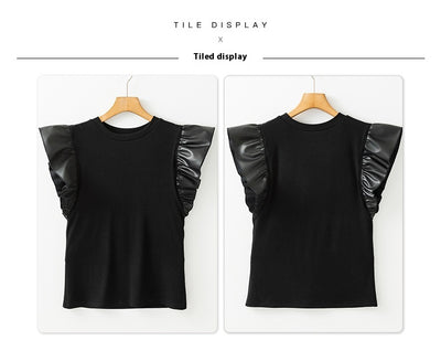 Playera de Algodón para Mujer con Detalles de Malla y Volantes - Image 12