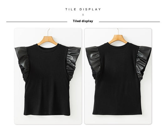Playera de Algodón para Mujer con Detalles de Malla y Volantes - Image 12