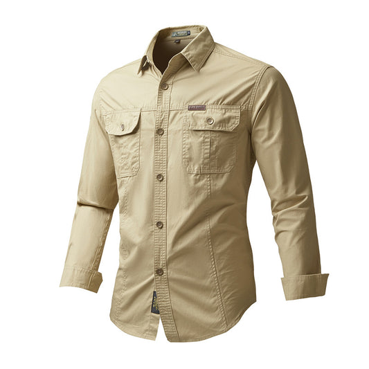 Camisa de Trabajo Otoñal para Hombre Talla Grande